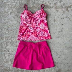 Lands End Pink Paisley Women's Swim Set
